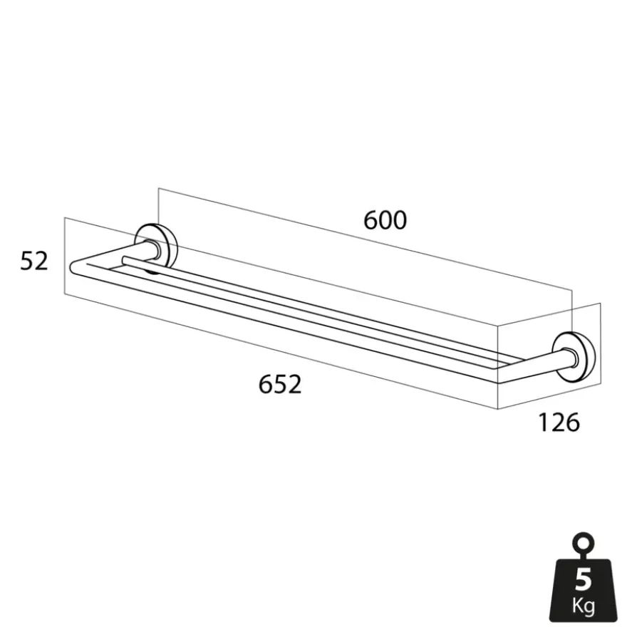 Tiger handdoekrek Cooper dubbel 65,2 cm RVS geborsteld / Zwart