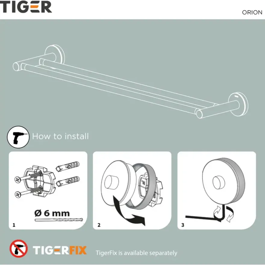 Tiger Orion Handdoekrek dubbel 60cm - Zwart