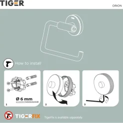 Tiger Orion toiletrolhouder zonder klep - Zwart