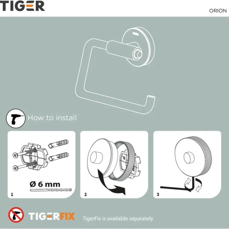 Tiger Orion toiletrolhouder zonder klep - Zwart