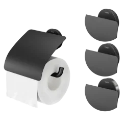 Tiger Orion Toiletrolhouder met klep - Zwart