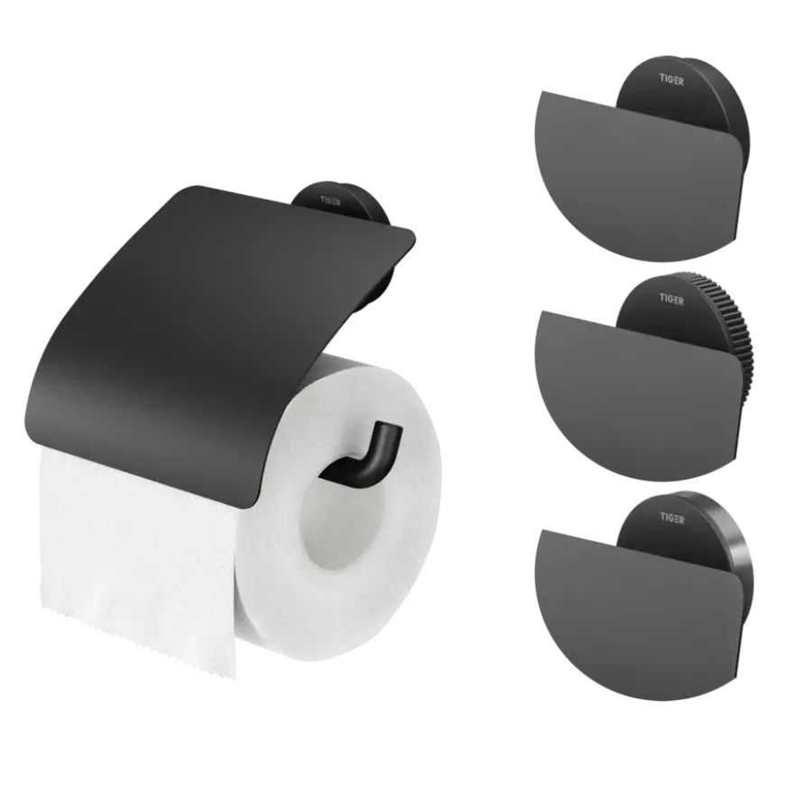 Tiger Orion Toiletrolhouder met klep - Zwart