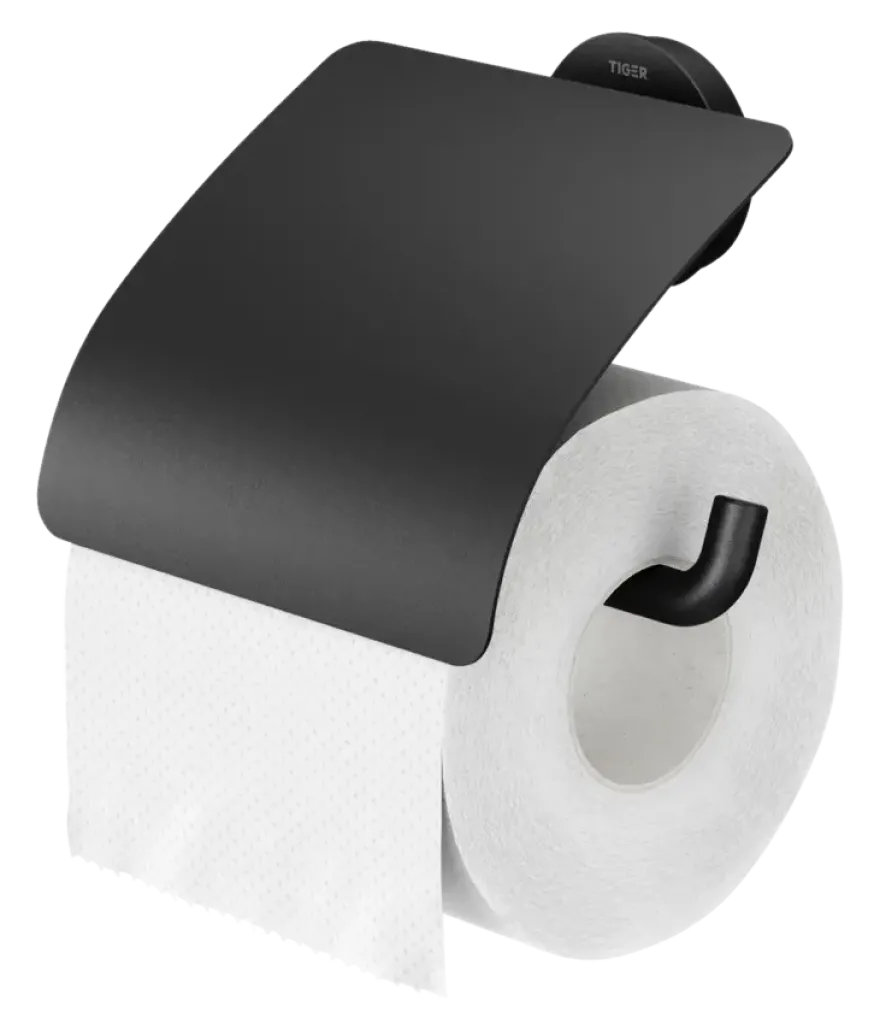 Tiger Orion Toiletrolhouder met klep - Zwart