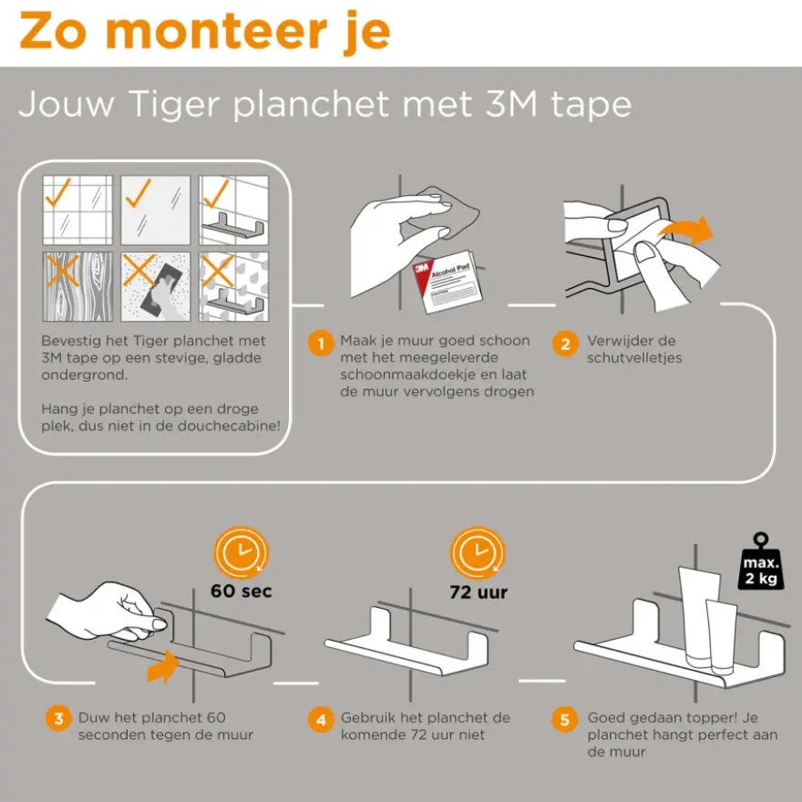 Tiger planchet Colar 30 cm Zwart