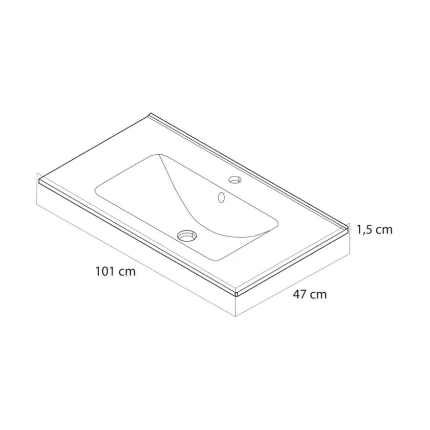 Tiger T-Line Oval inbouwwastafel 101 cm meubel wit