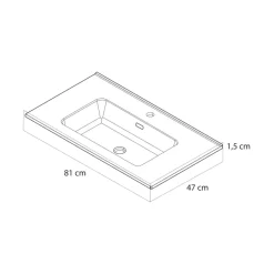 Tiger T-Line Oval inbouwwastafel 81 cm meubel wit