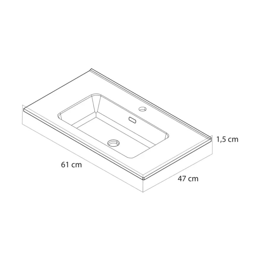 Tiger T-Line Oval inbouwwastafel 61 cm meubel wit