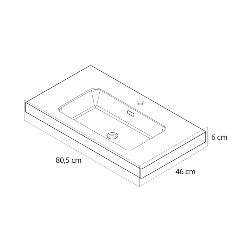 Tiger T-Line Quadro opbouwwastafel 80 cm meubel wit