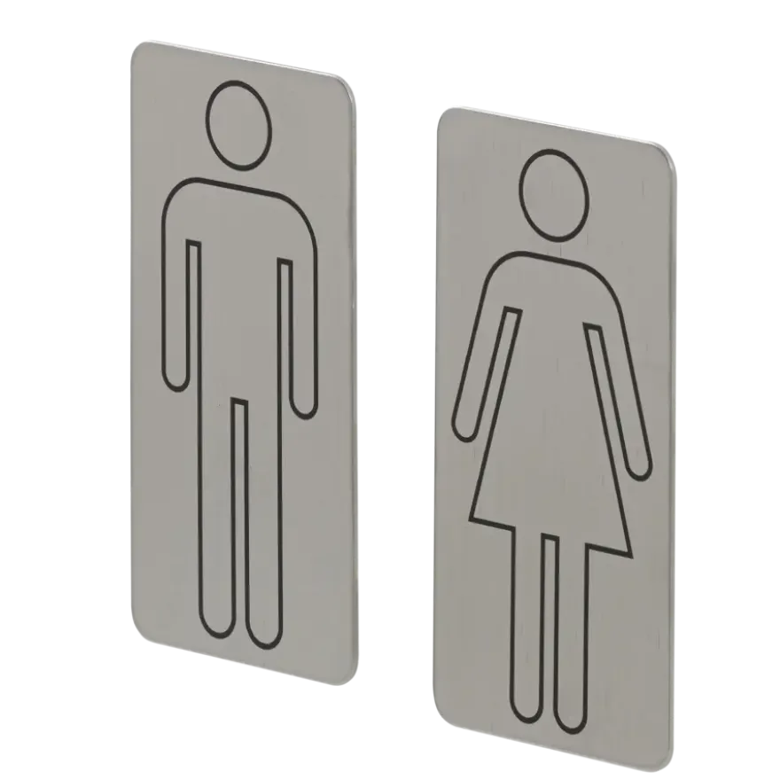 Tiger toilet bordjes man vrouw geborsteld RVS zelfklevend