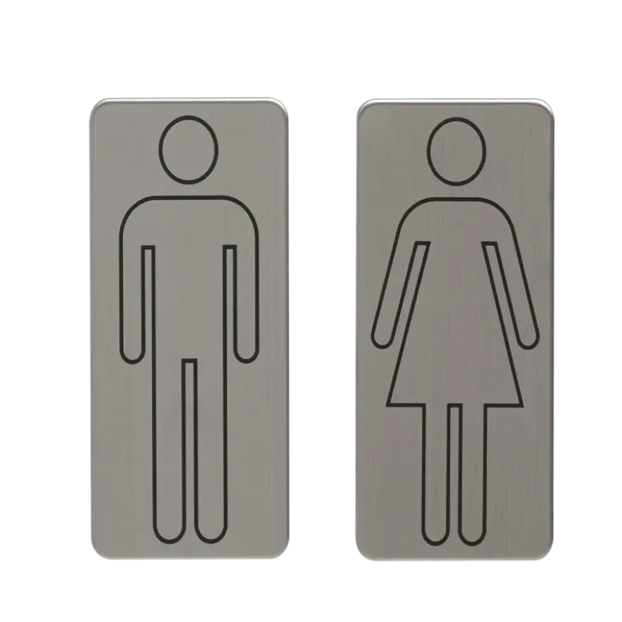 Tiger toilet bordjes man vrouw geborsteld RVS zelfklevend
