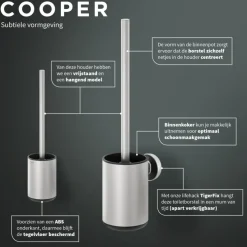 Tiger toiletborstel Cooper met houder vrijstaand RVS geborsteld / Zwart