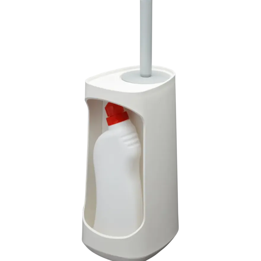 Tiger Toiletborstelhouder TESS met opbergfunctie vrijstaand en Swoop borstel flexibel wit/lichtgrijs