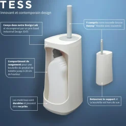 Tiger Toiletborstelhouder TESS met opbergfunctie vrijstaand en Swoop borstel flexibel wit/lichtgrijs