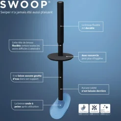 Tiger Toiletborstelhouder TESS met opbergfunctie vrijstaand en Swoop borstel flexibel blauw/zwart
