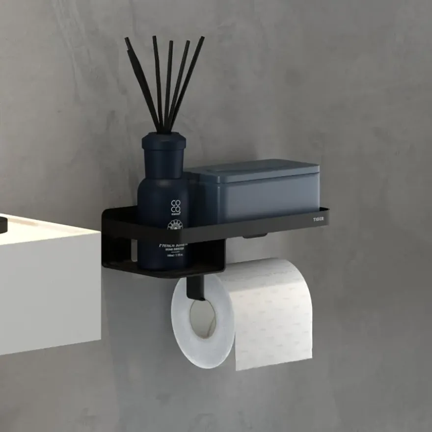 Tiger toiletrolhouder Caddy Zwart