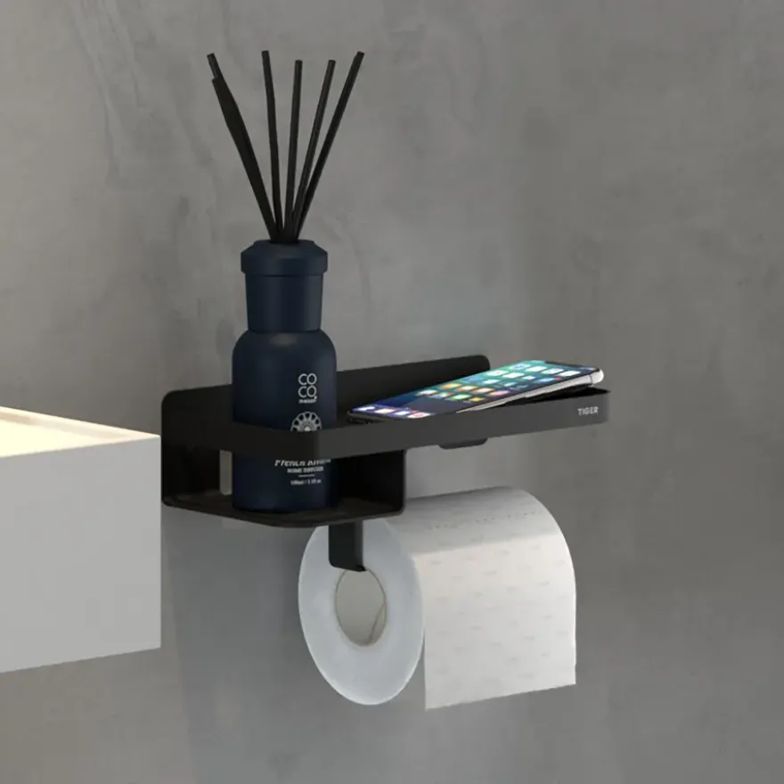 Tiger toiletrolhouder Caddy Zwart
