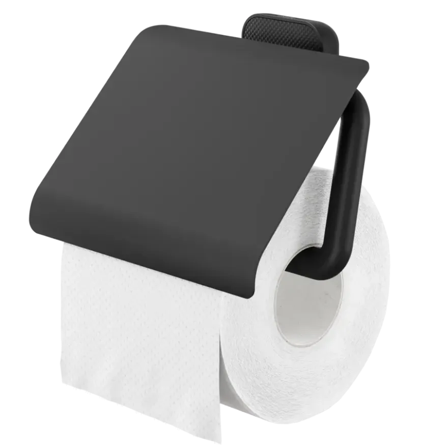 Tiger toiletrolhouder Carv met klep Zwart