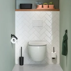 Tiger toiletrolhouder Carv met klep Zwart