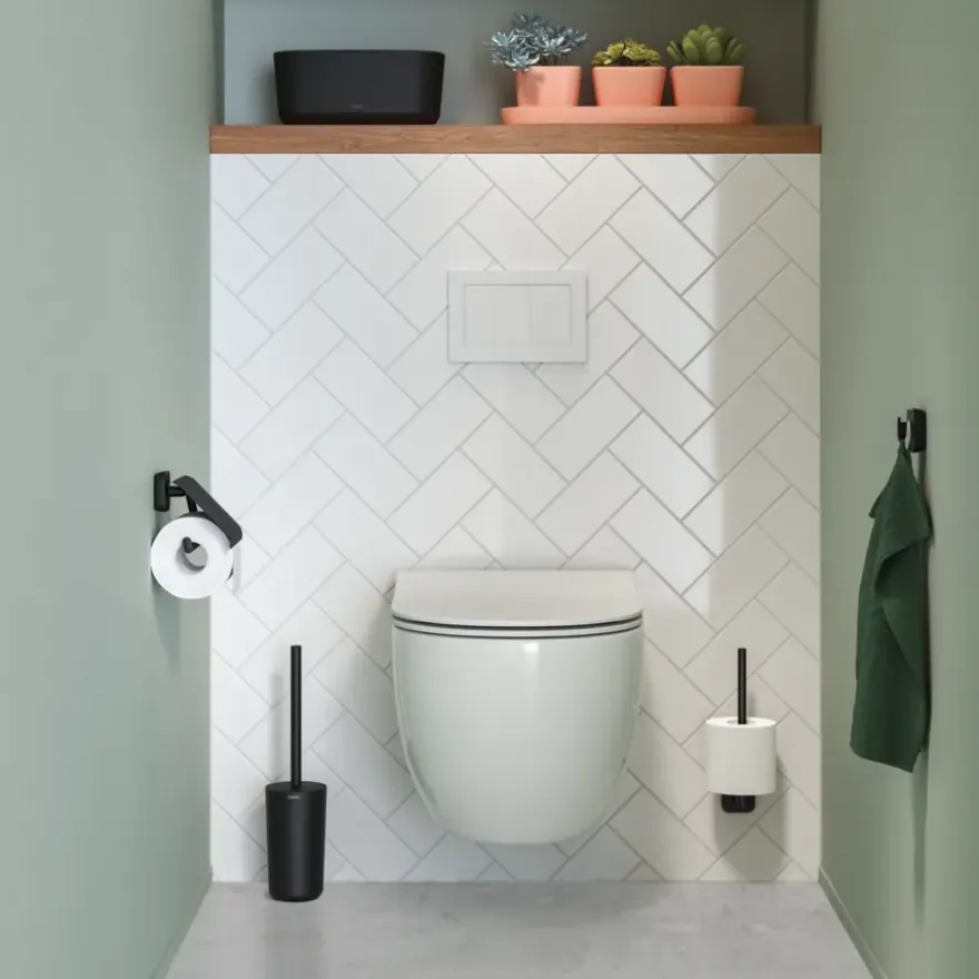 Tiger toiletrolhouder Carv met klep Zwart