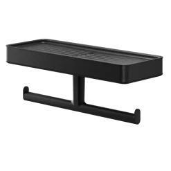 Tiger toiletrolhouder Carv met planchet Zwart