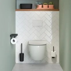 Tiger toiletrolhouder Carv met planchet Zwart
