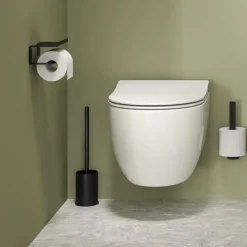 Tiger toiletrolhouder Colar met planchet Zwart