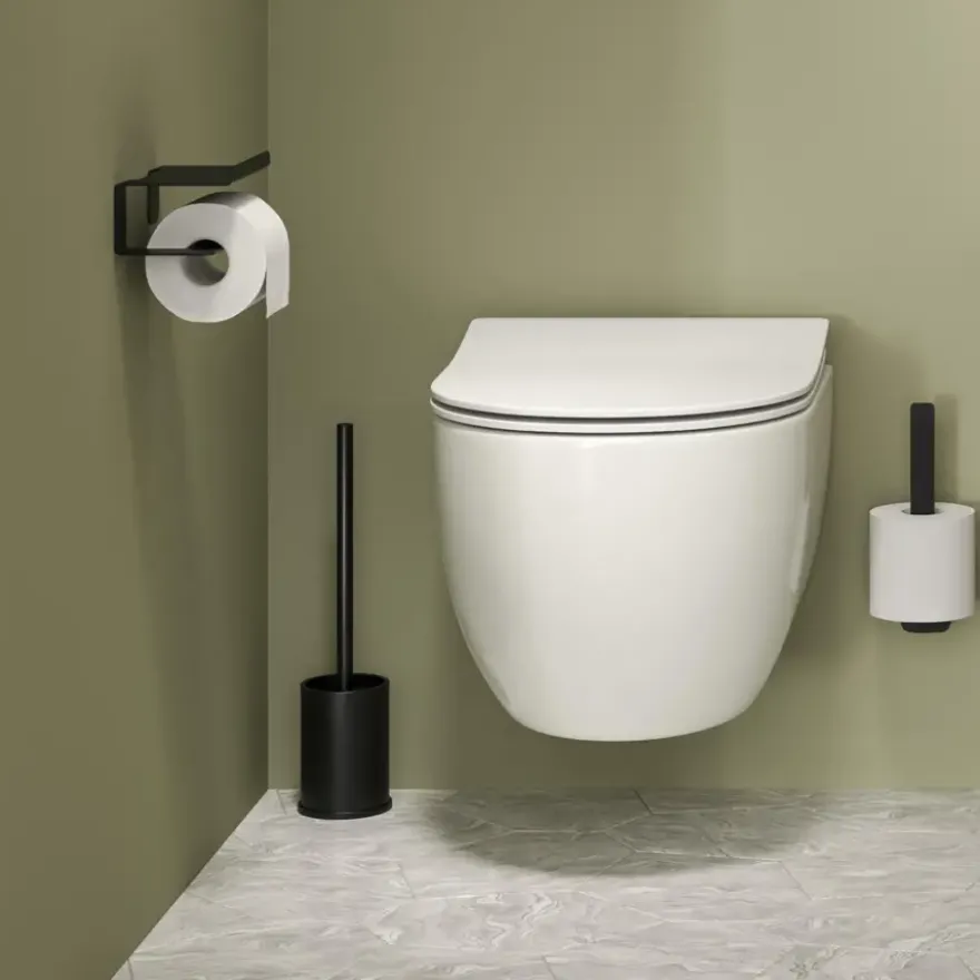 Tiger toiletrolhouder Colar met planchet Zwart