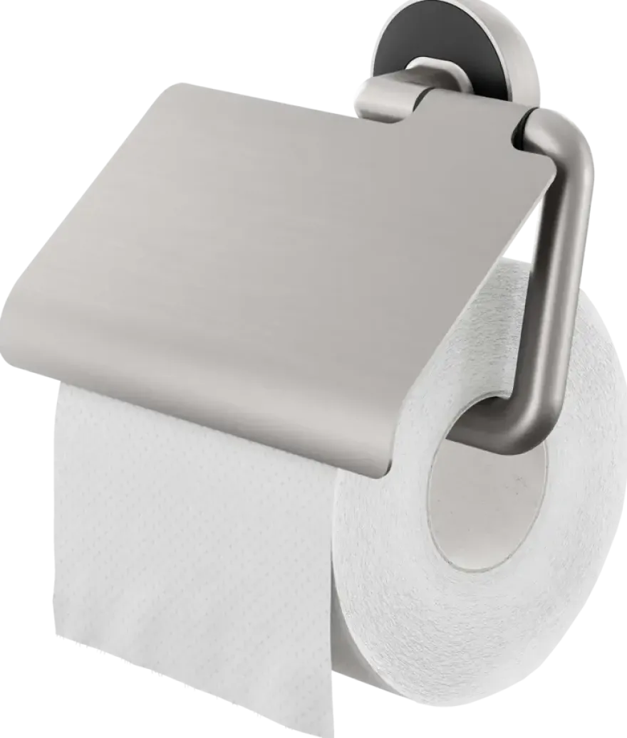 Tiger toiletrolhouder Cooper met klep RVS geborsteld / Zwart
