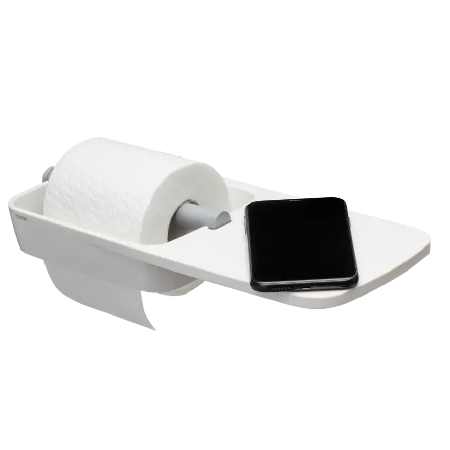 Tiger Toiletrolhouder TESS met planchet wit/lichtgrijs
