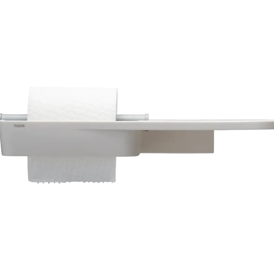 Tiger Toiletrolhouder TESS met planchet wit/lichtgrijs