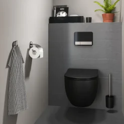 Tiger toiletrolhouder Tune met klep zwart inox