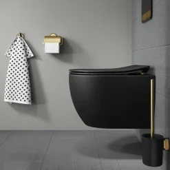 Tiger toiletrolhouder Tune met klep messing zwart