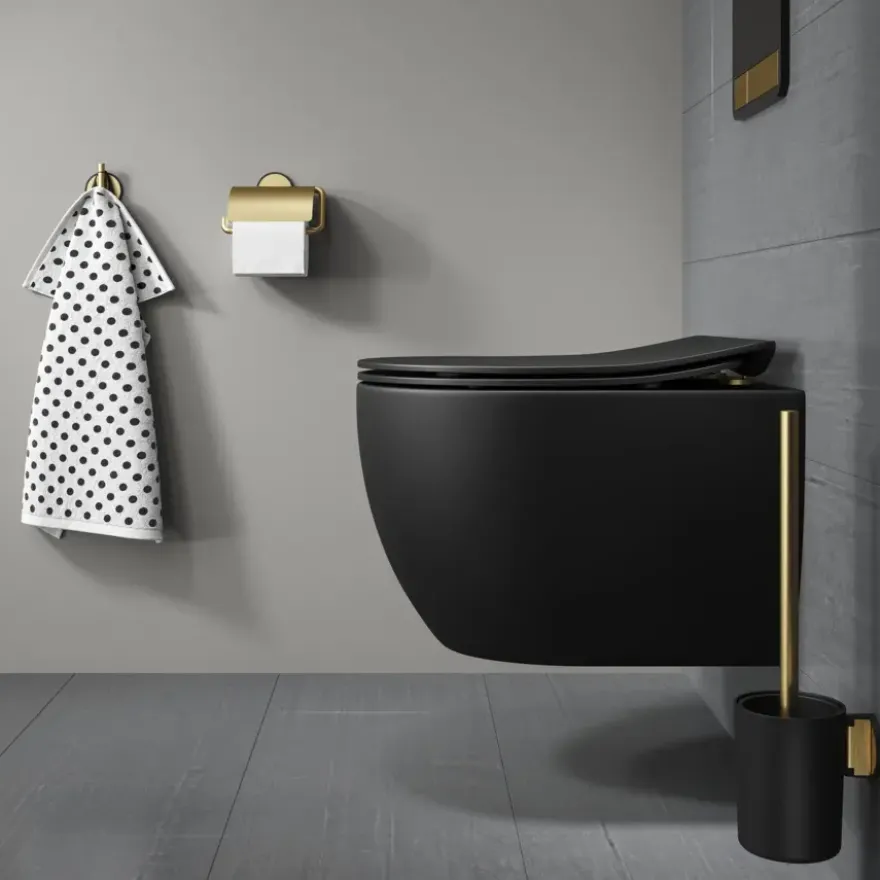 Tiger toiletrolhouder Tune met klep messing zwart
