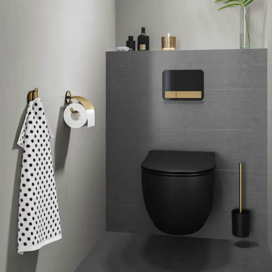 Tiger toiletrolhouder Tune met klep messing zwart