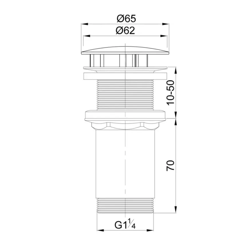 Tiger verlengde lavabo plug 1/4" van 30 tot 55 mm chroom