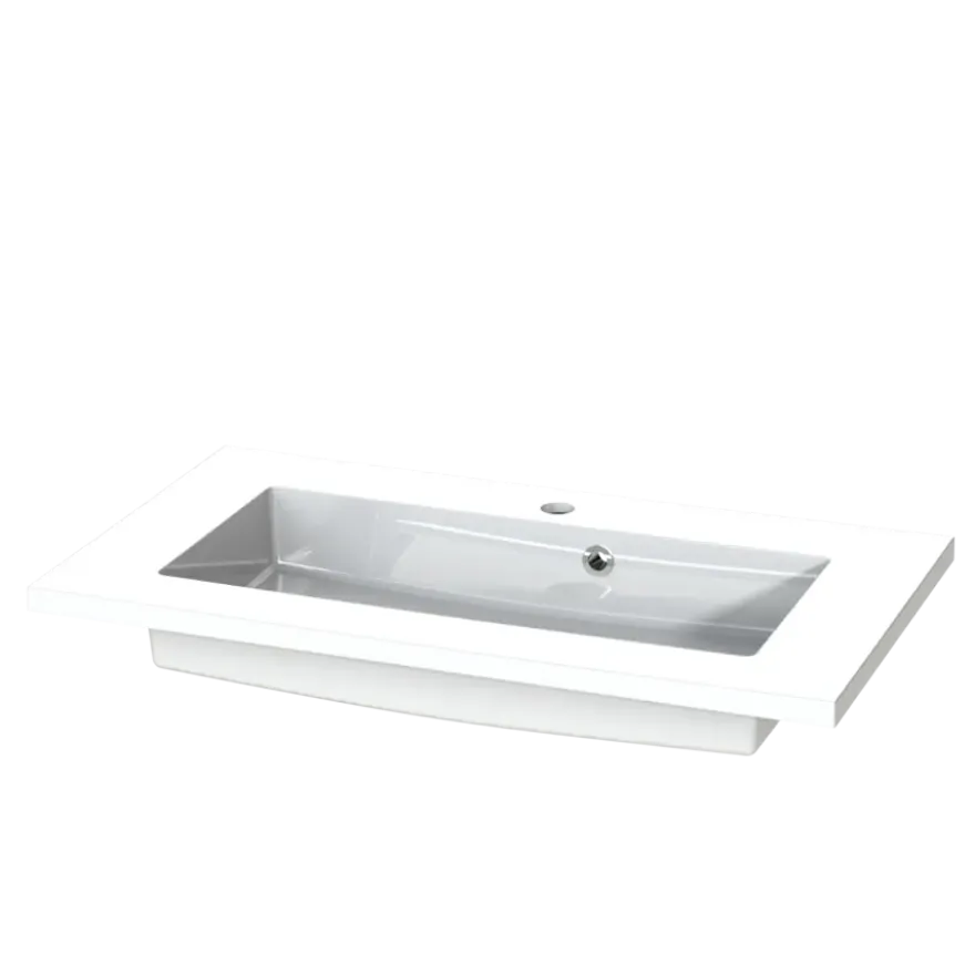 Tiger Wastafelblad Quadro 80 cm glanzend wit