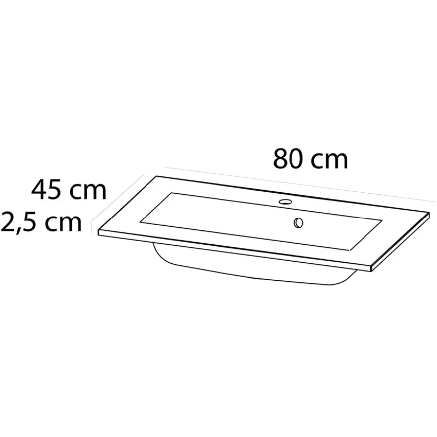 Tiger Wastafelblad Quadro 80 cm glanzend wit
