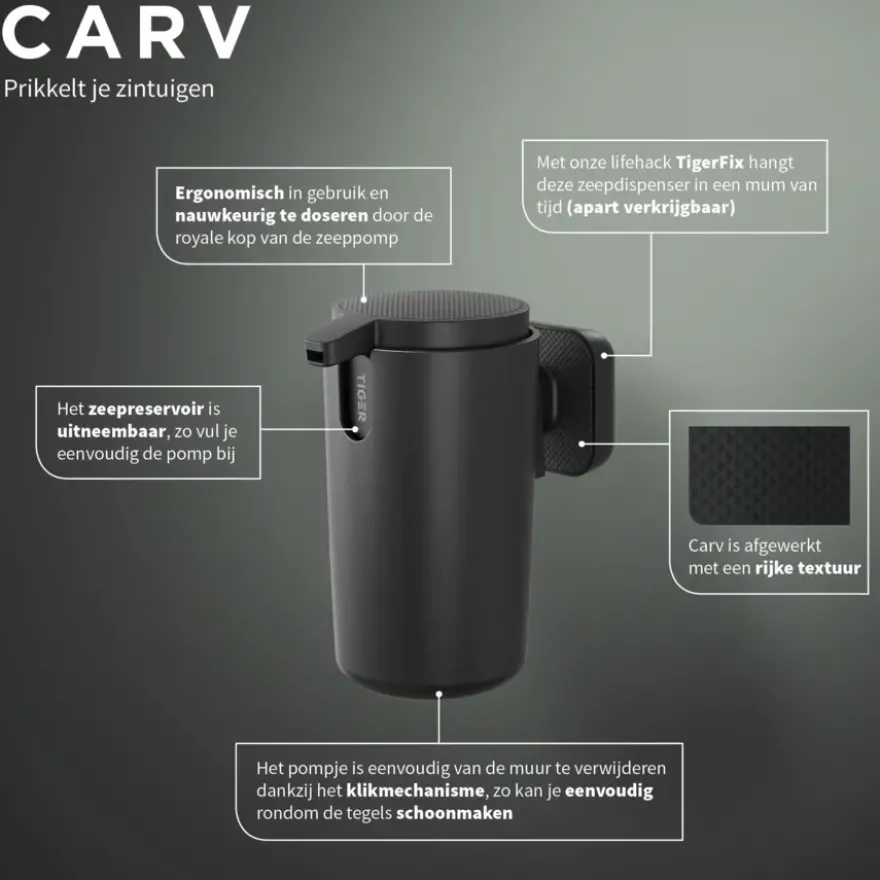 Tiger zeepdispenser Carv 175 ml Zwart