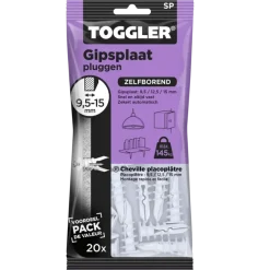 Toggler gipsplaatplug SP 9.5-15 mm 20 stuks
