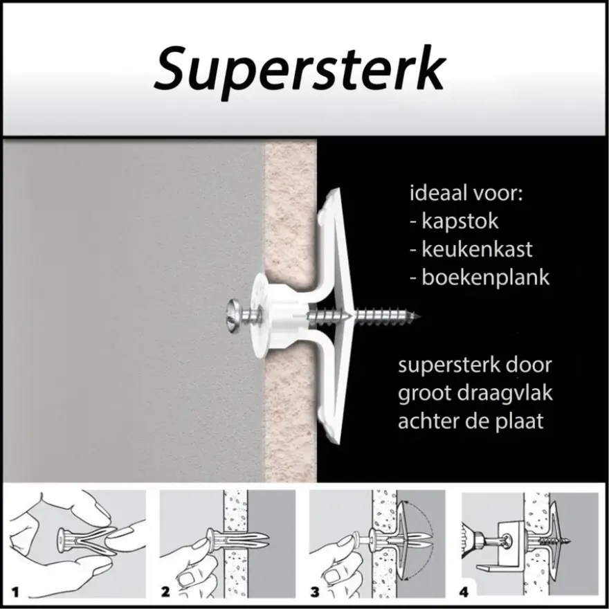Toggler hollewandplug TB6 9-13 mm met schroeven 6 stuks