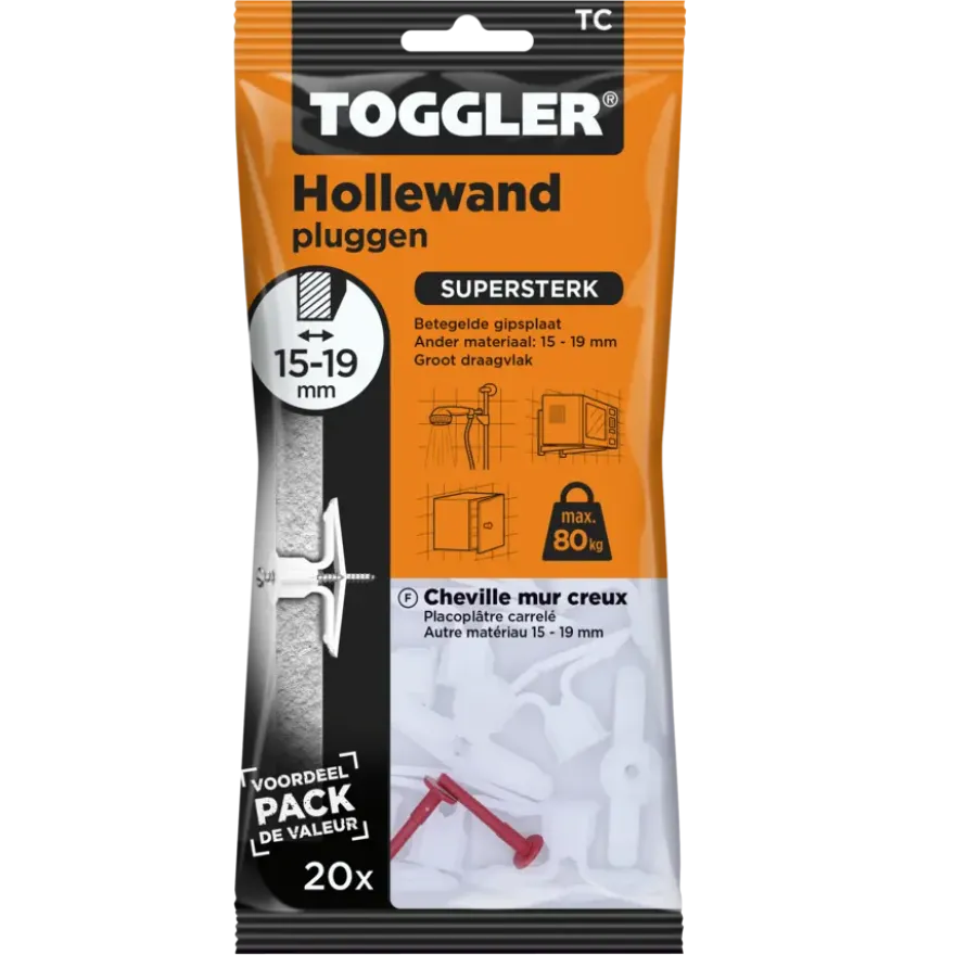 Toggler hollewandplug TC20 16-19 mm 20 stuks