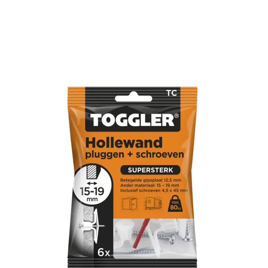 Toggler hollewandplug TC6 15-19 mm 6 stuks