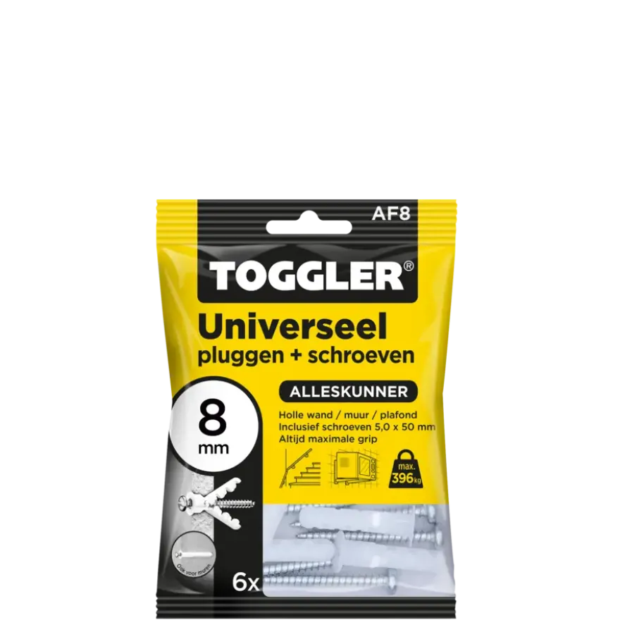 Toggler Universeelplug 8mm met schroef 6 st.
