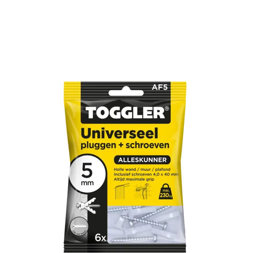 Toggler Universeelplug 5mm met schroef 6 st.
