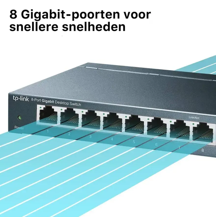TP-Link 10/100/1000 Mbps Desktop switch met 8 aansluitingen TL-SG108