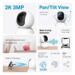 TP-Link Tapo TC71 beveiligingscamera voor binnen 2K 3MP bedraad Pan/Tilt