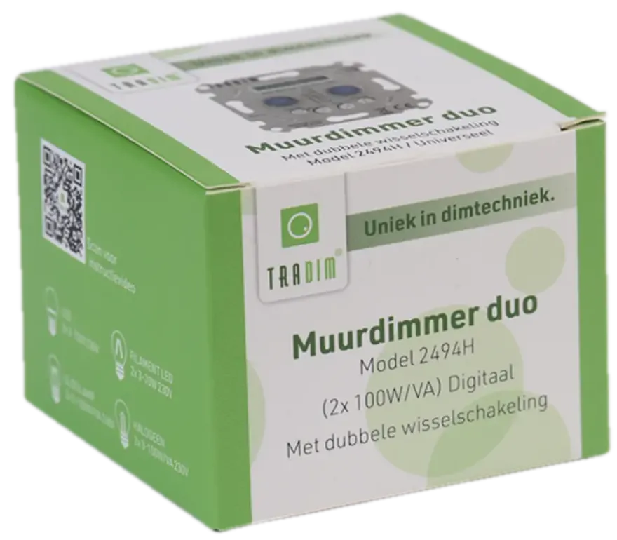 Tradim LED duo muurdimmer inclusief hotelschakeling 2494HH