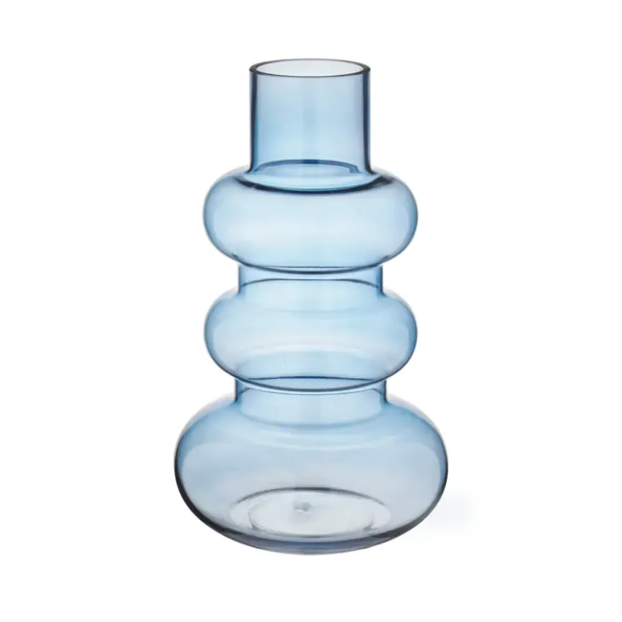 Vaas glas blauw 18x18x13,5cm