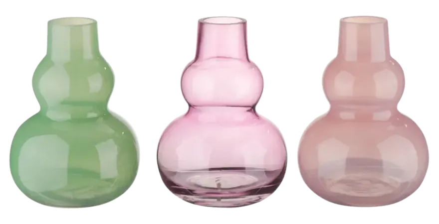 Vaas glas groen roze paars 13x13x17,5cm