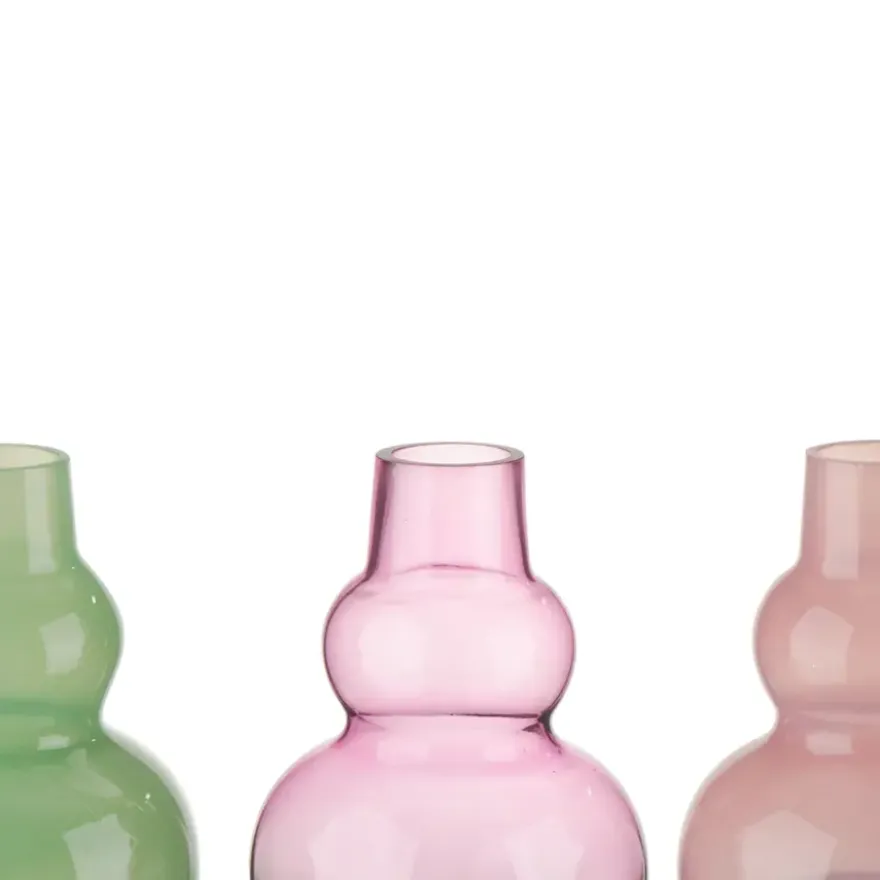 Vaas glas groen roze paars 13x13x17,5cm